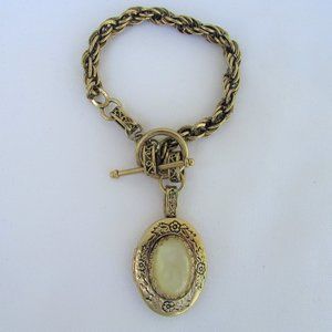 Monet picture locket gold tone bracelet